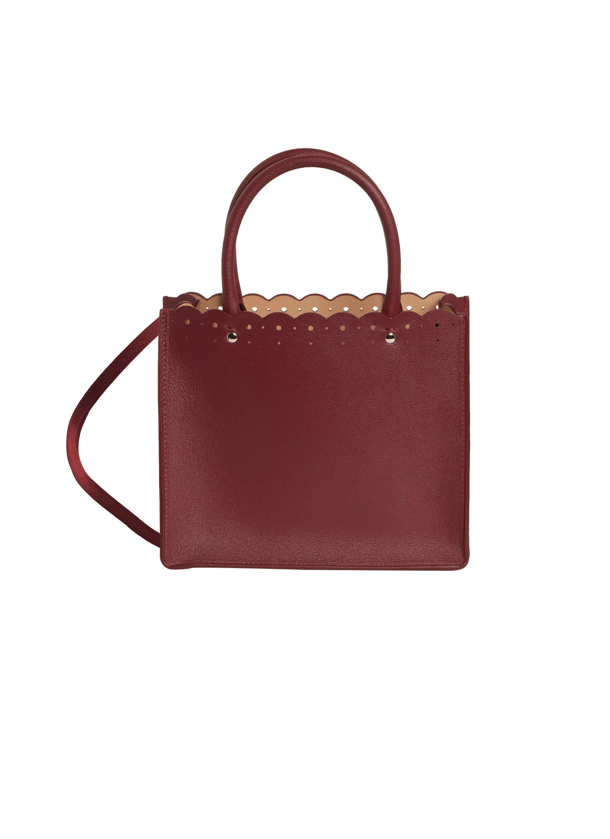 Sac cabas Garance 16 en cuir - Rouge Grenat