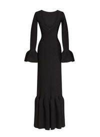 Robe longue péplum à dos nu - Rouge & Blanc