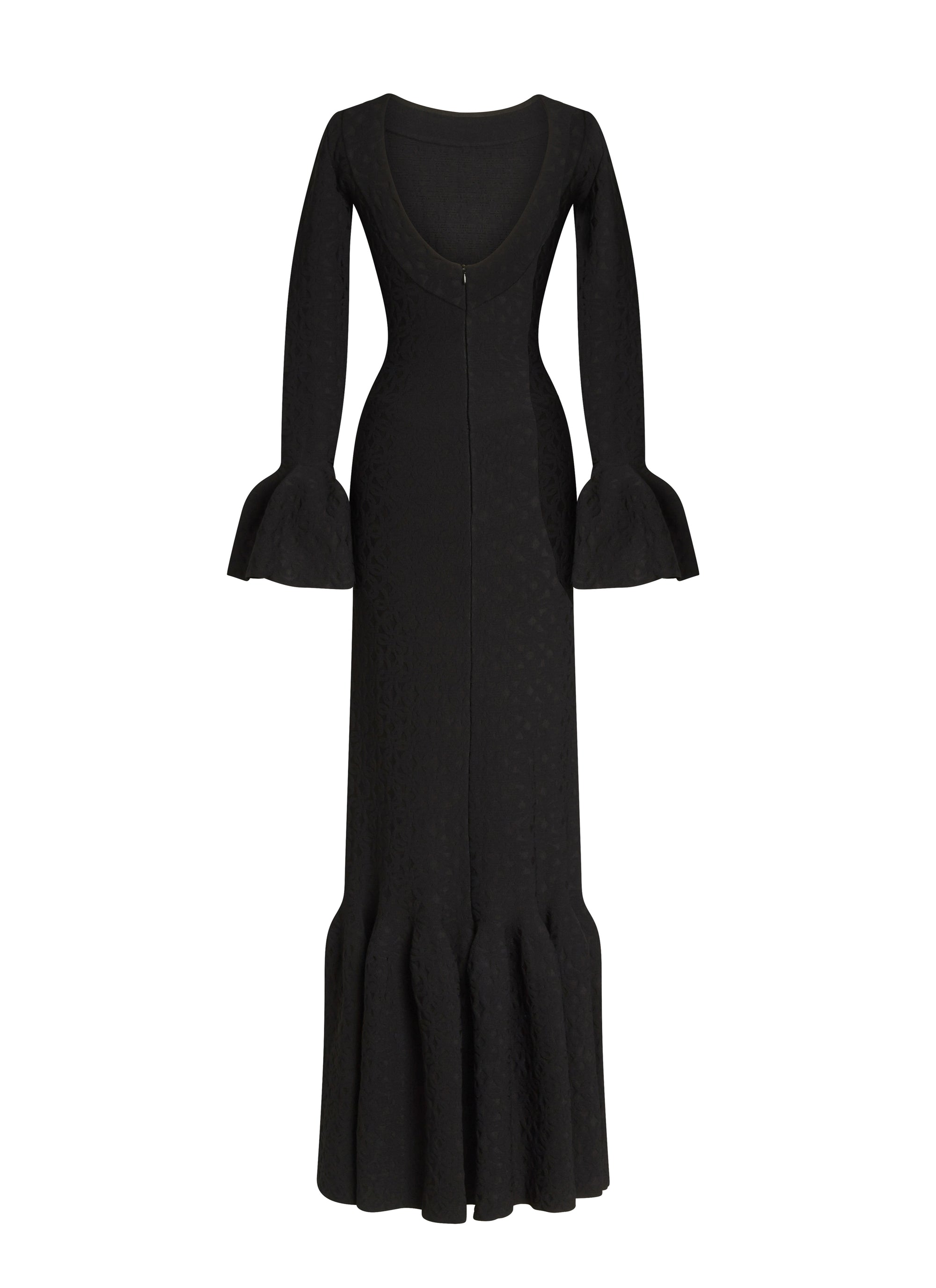 Robe longue péplum à dos nu - Rouge & Blanc