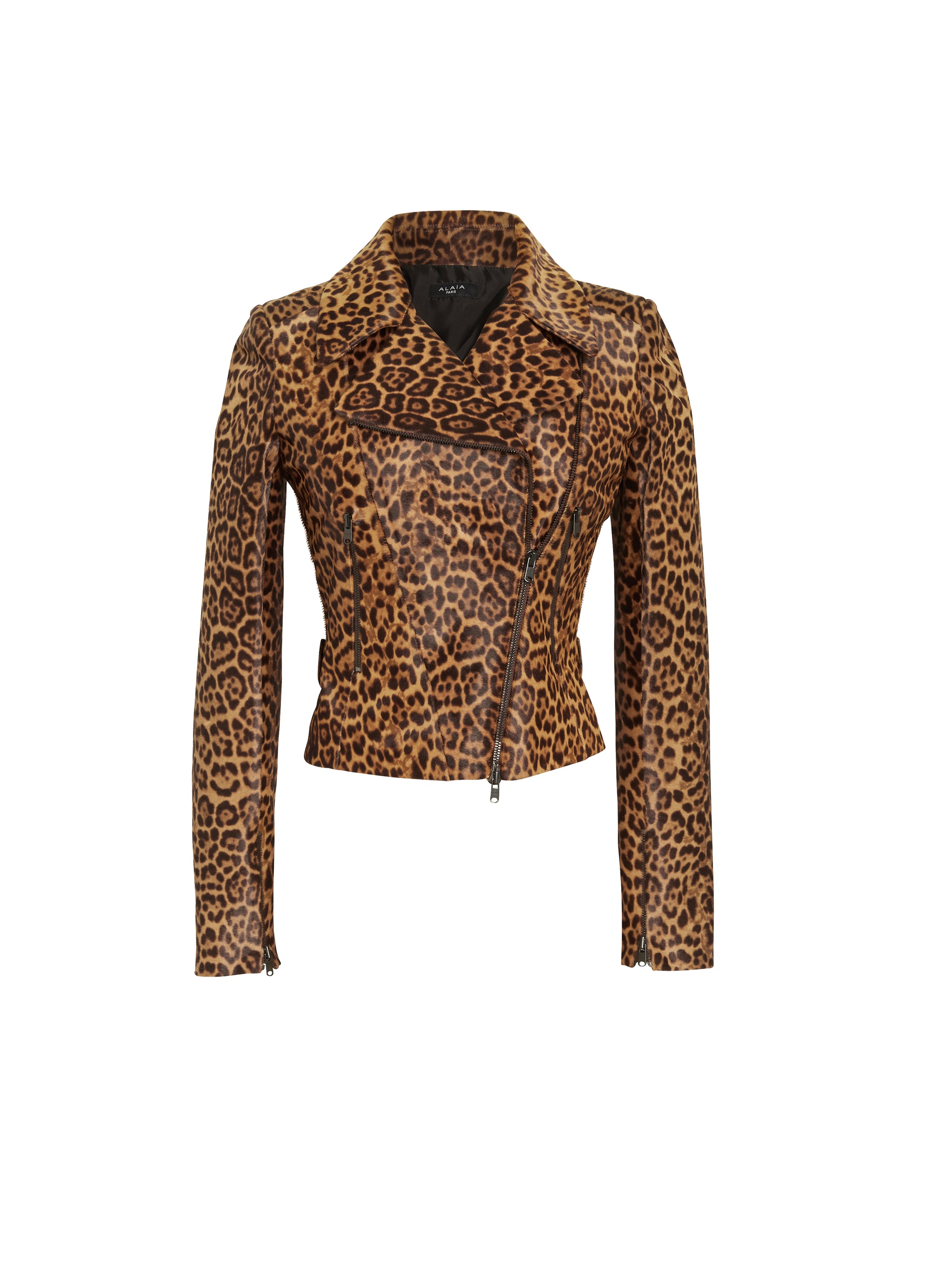 Leather cheetah print perfecto - Brown
