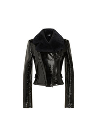 Veste perfecto en cuir verni - Noir & Indigo