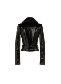 Veste perfecto en cuir verni - Noir & Indigo