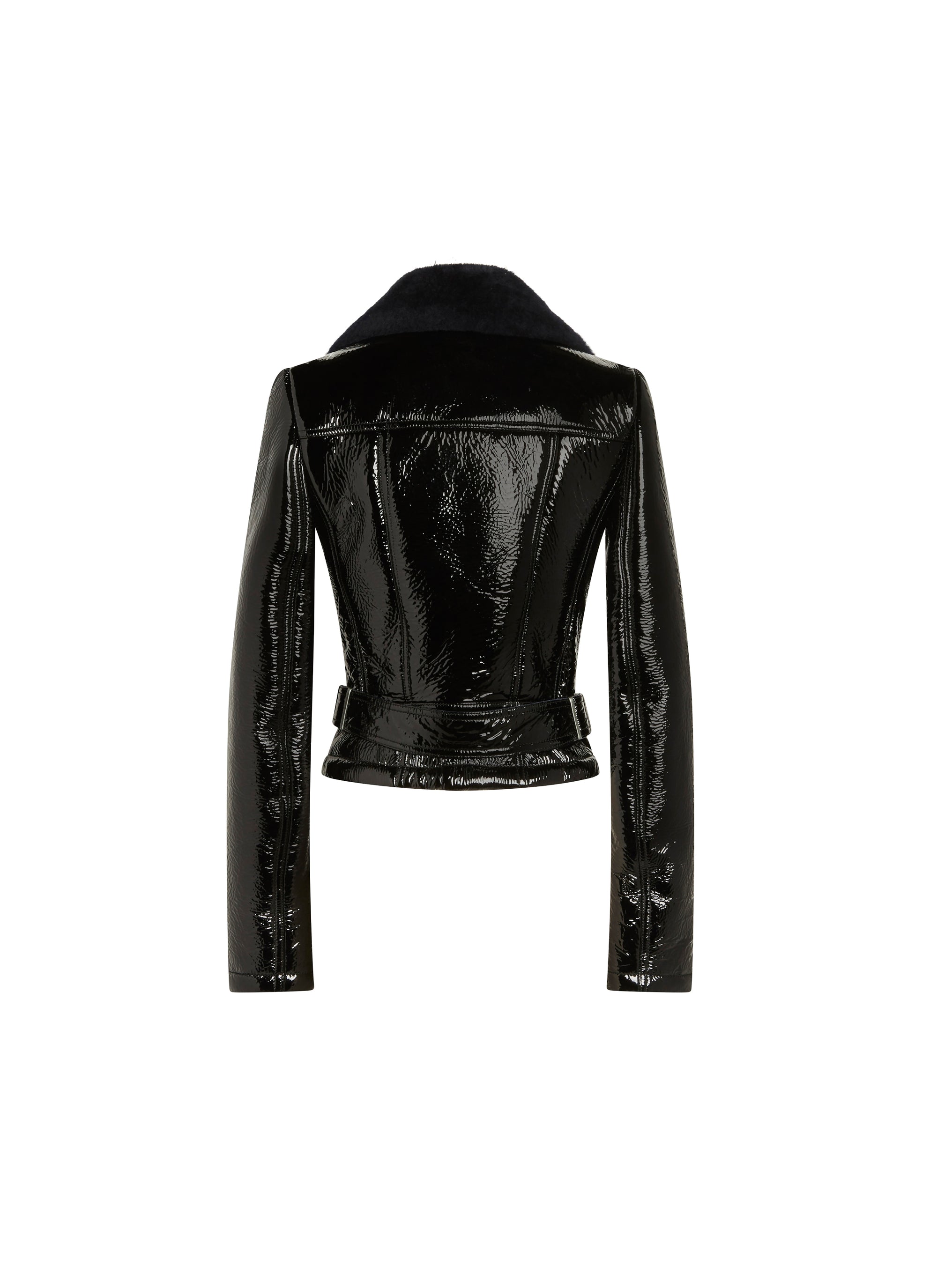 Veste perfecto en cuir verni - Noir & Indigo