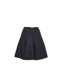 Wool Woven Drape Skirt - Saphir
