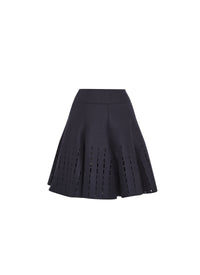 Wool Woven Drape Skirt - Saphir