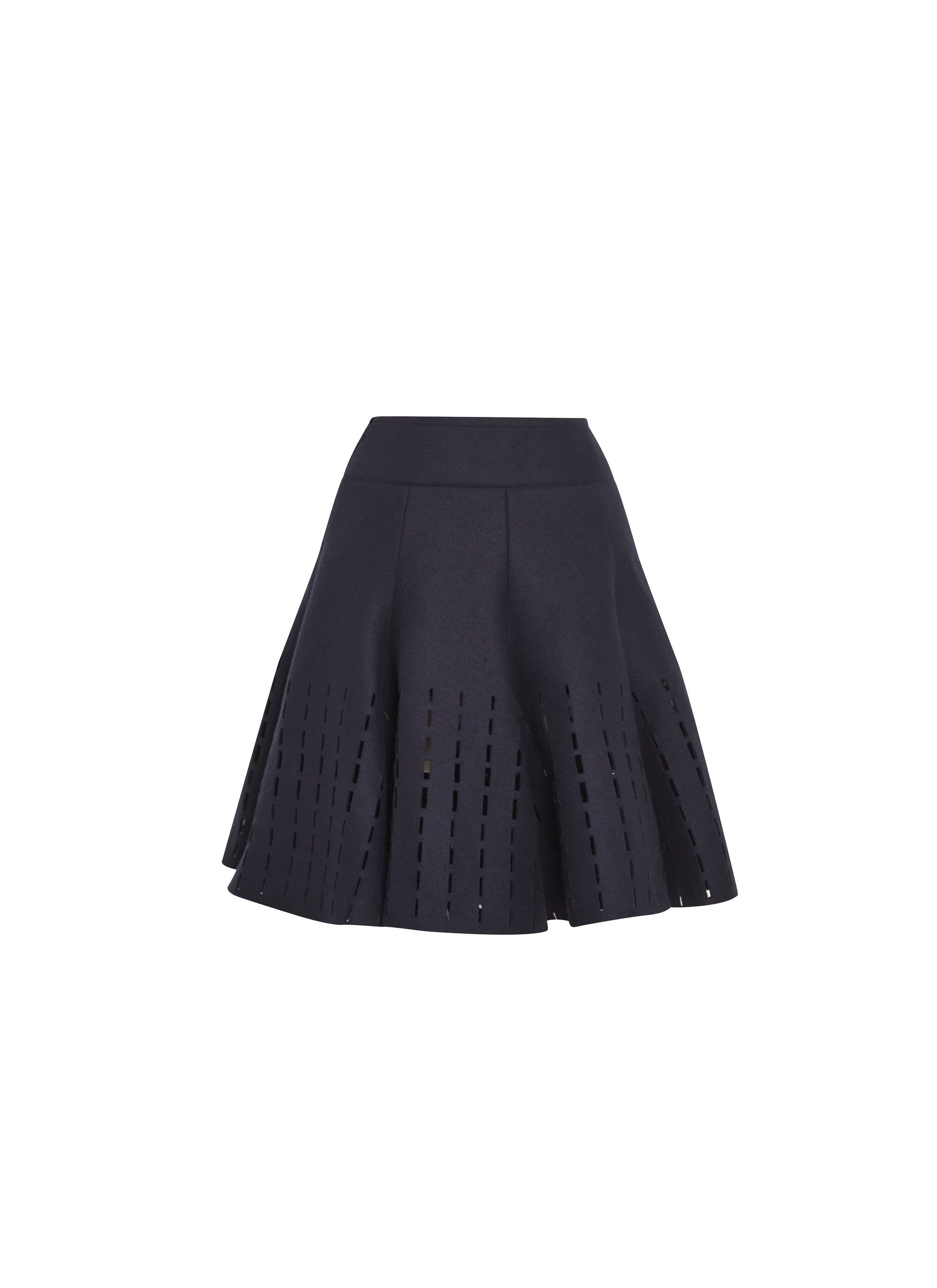 Wool Woven Drape Skirt - Saphir