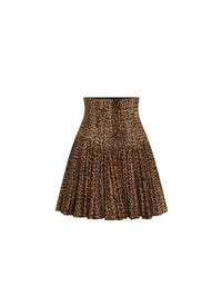 Jupe à imprimé guépard en cuir - Marron