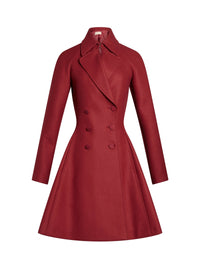 Manteau drapé en laine - Acajou