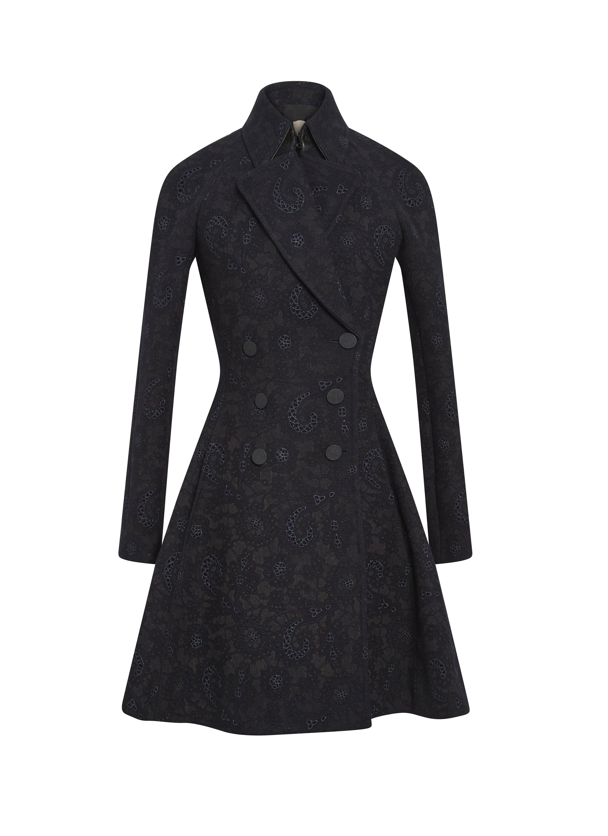 Tailored embroidered wool coat - Nuit