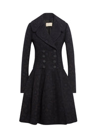 Long-sleeved coat in wool - Night