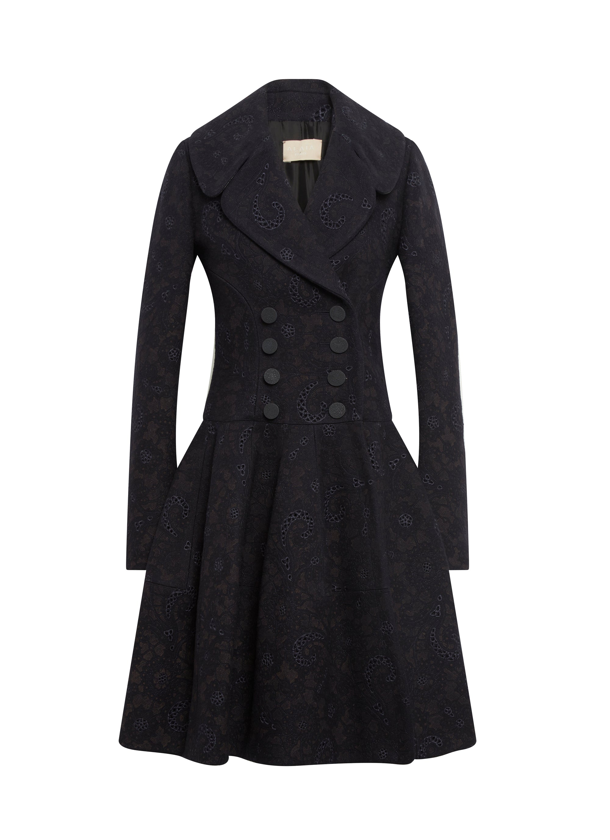 Long-sleeved coat in wool - Night