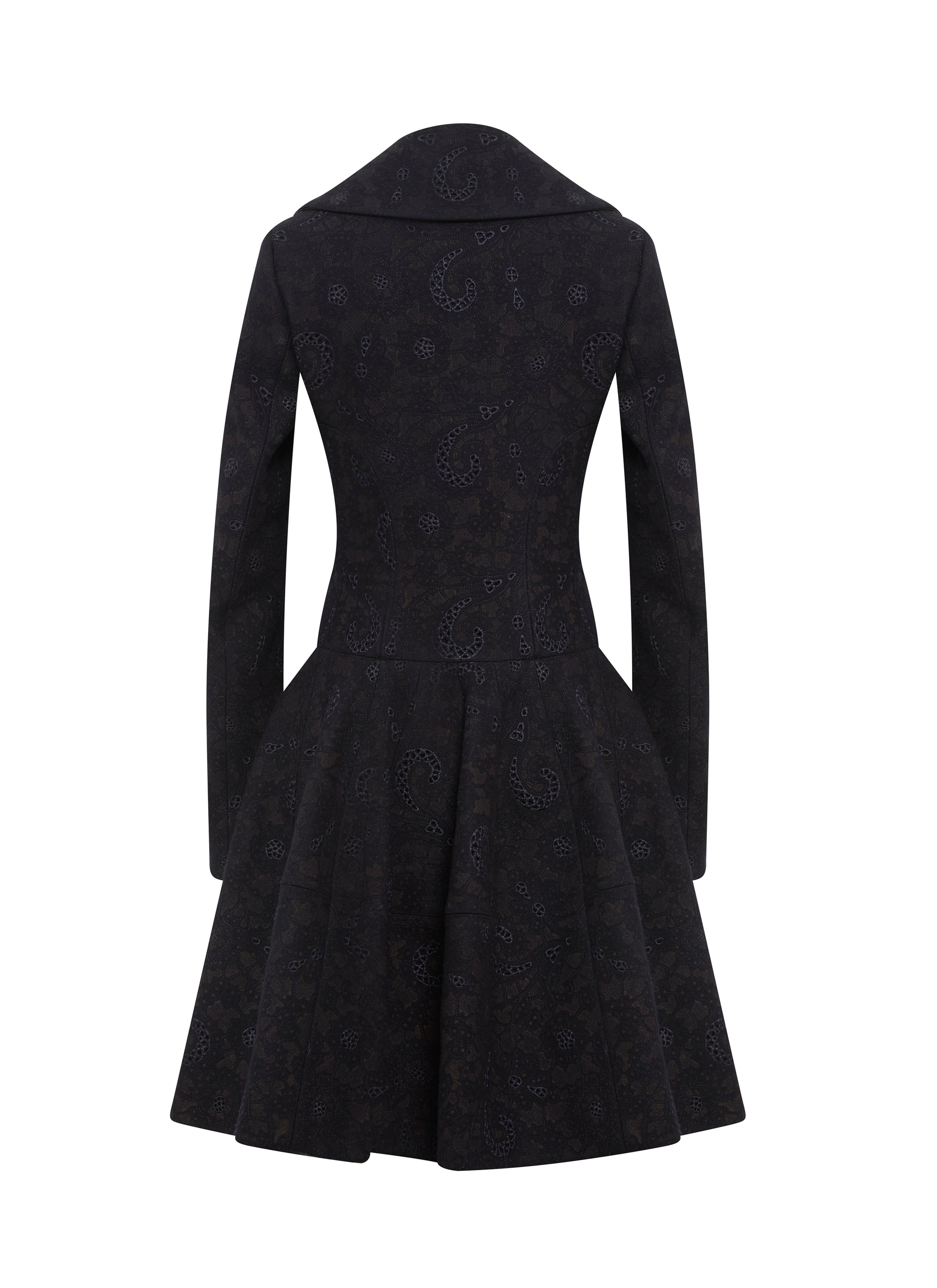 Long-sleeved coat in wool - Night