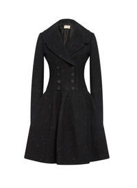 Manteau à manches longues en laine - Noir