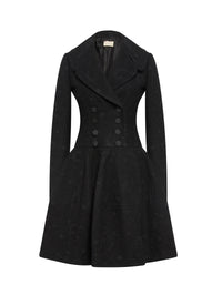 Manteau à manches longues en laine - Noir