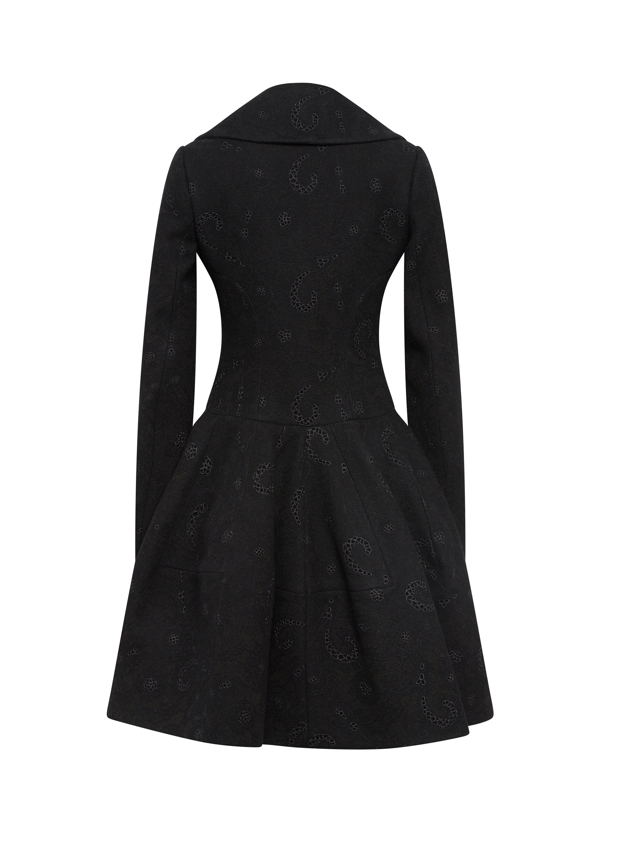 Manteau à manches longues en laine - Noir