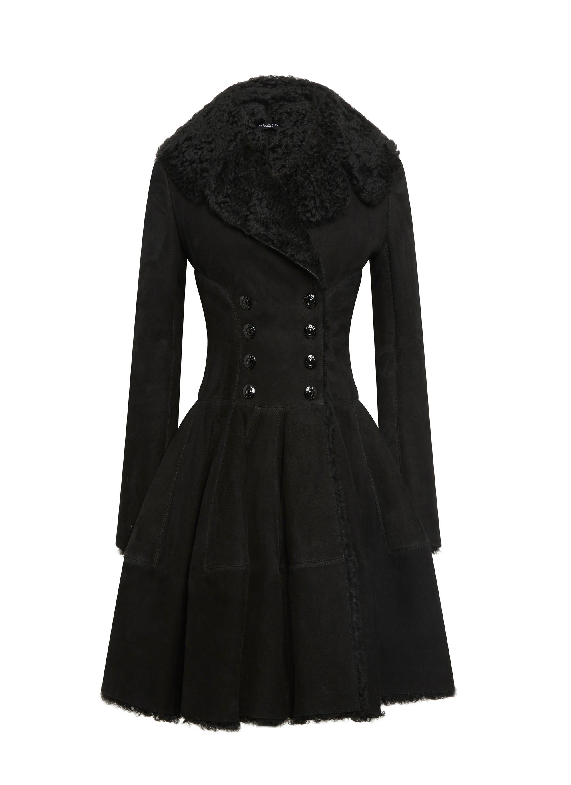 Manteau à manches longues en cuir - Noir