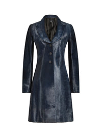 Manteau mi-long en cuir - Marine foncé