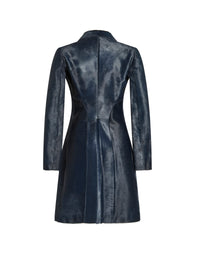 Manteau mi-long en cuir - Marine foncé