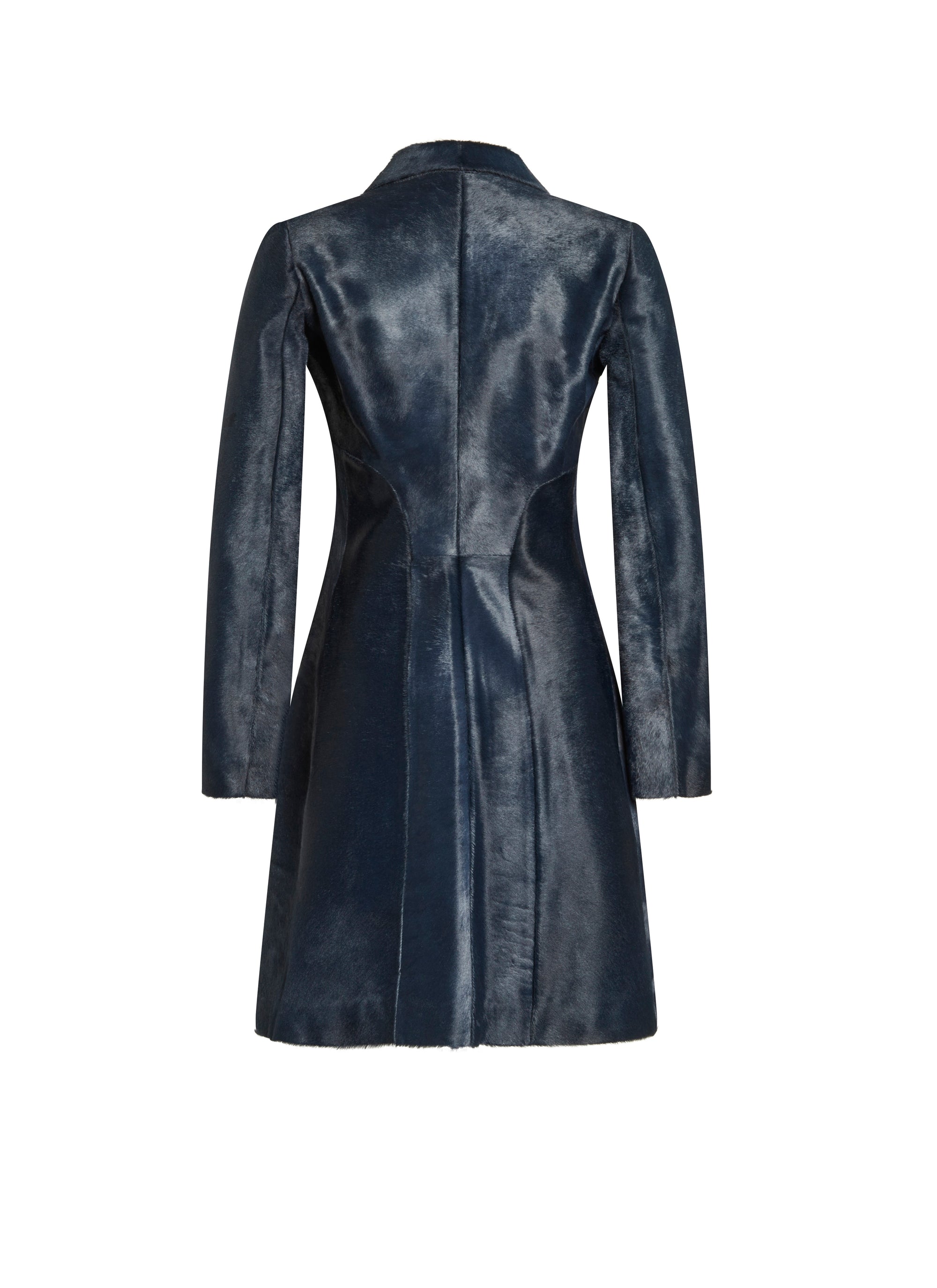 Manteau mi-long en cuir - Marine foncé