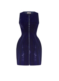Sleeveless dress with zip opening - Indigo