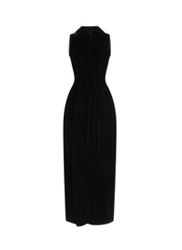 Robe longue sans manches en velours - Noir
