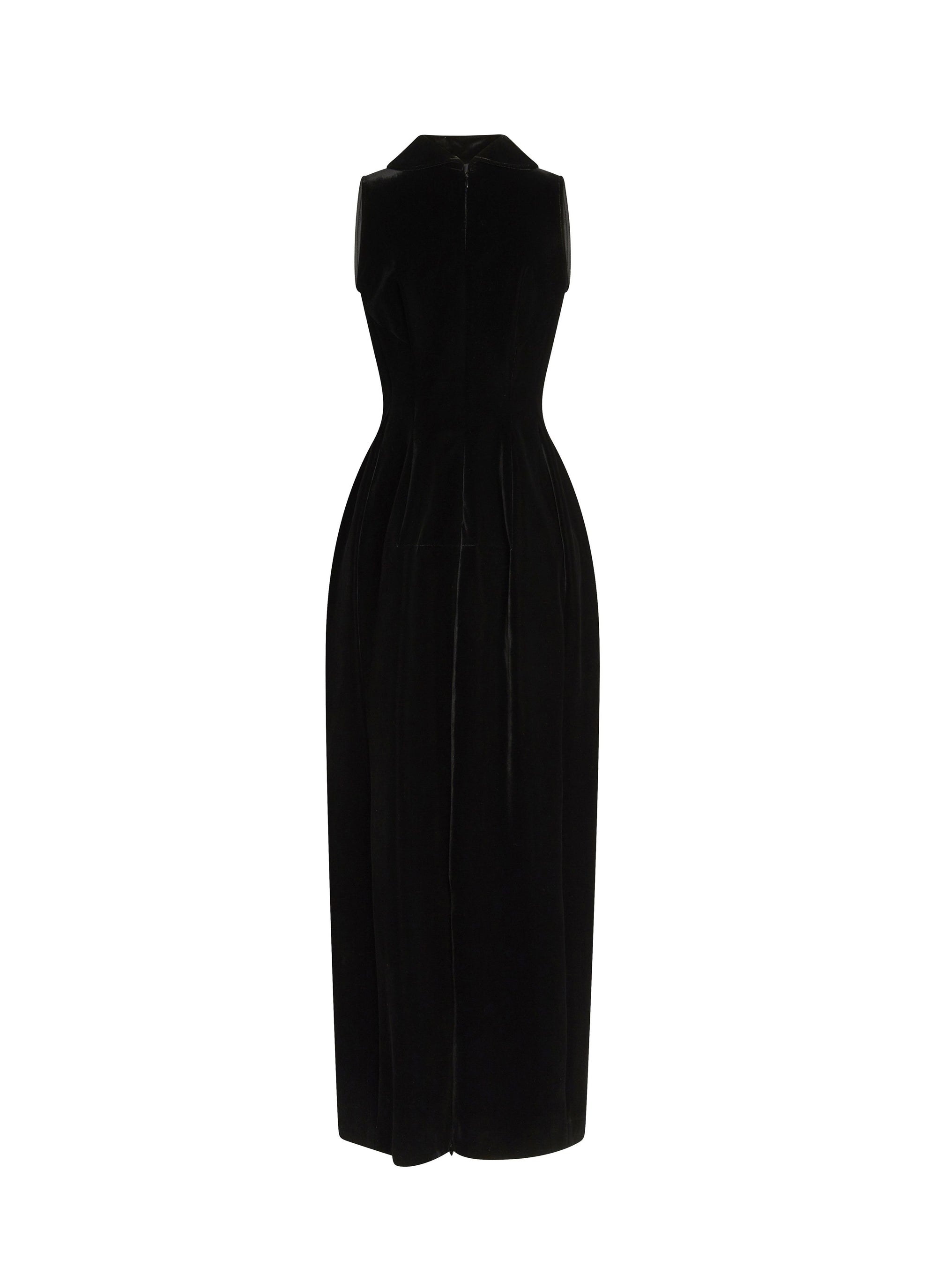 Robe longue sans manches en velours - Noir