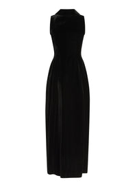 Robe longue sans manches en velours - Noir