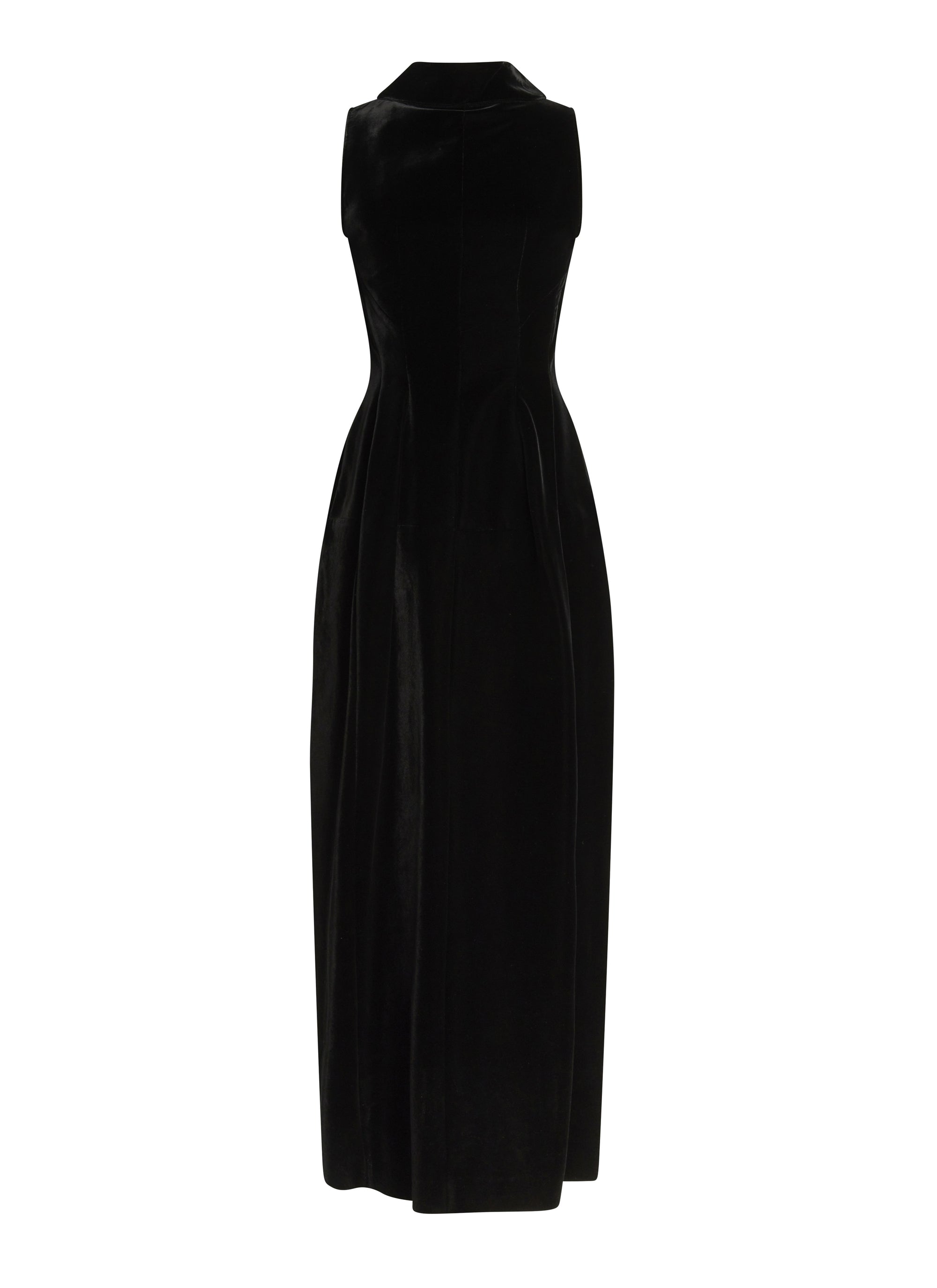Robe longue sans manches en velours - Noir