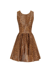 Robe sans manches à imprimé guépard en cuir - Marron