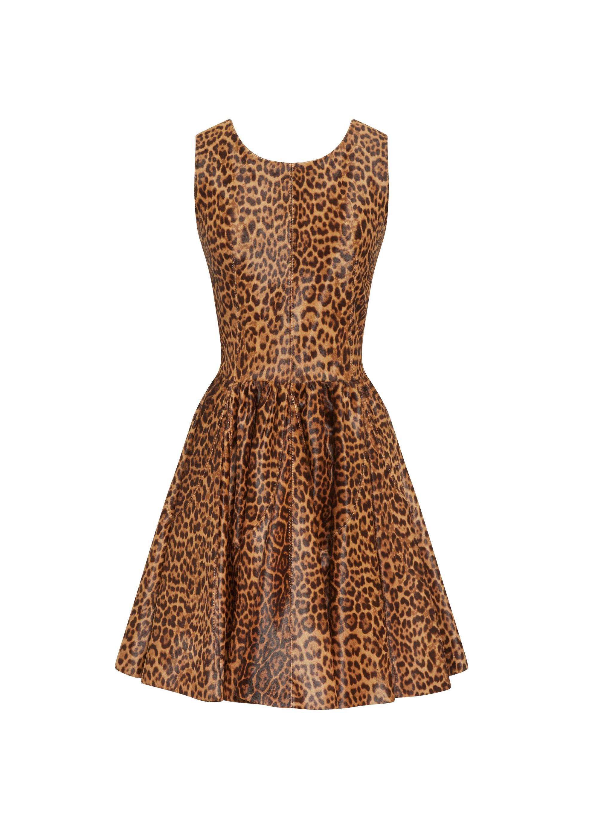 Robe sans manches à imprimé guépard en cuir - Marron