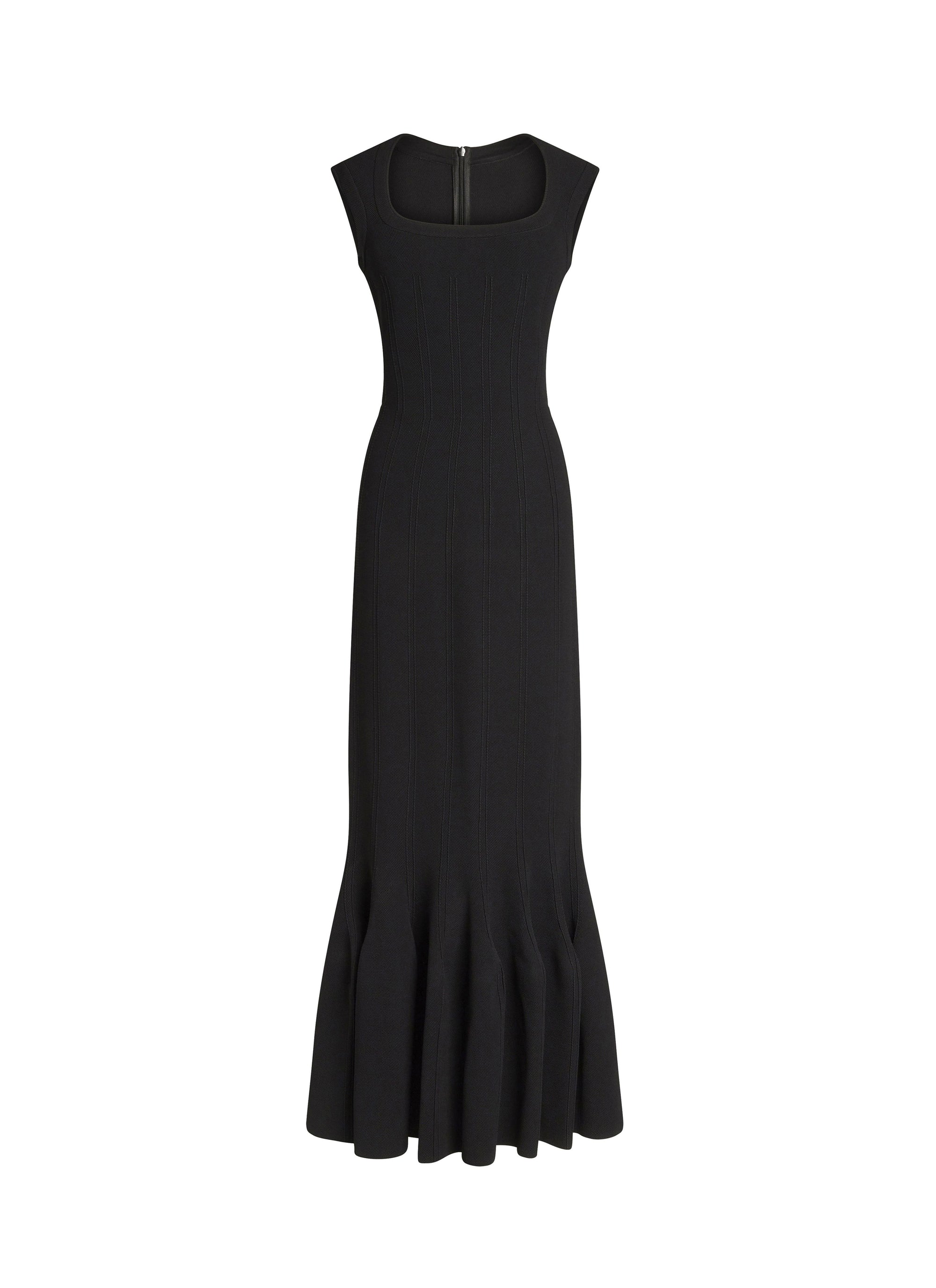 Robe longue à col carré - Noir