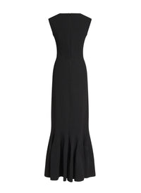 Robe longue à col carré - Noir