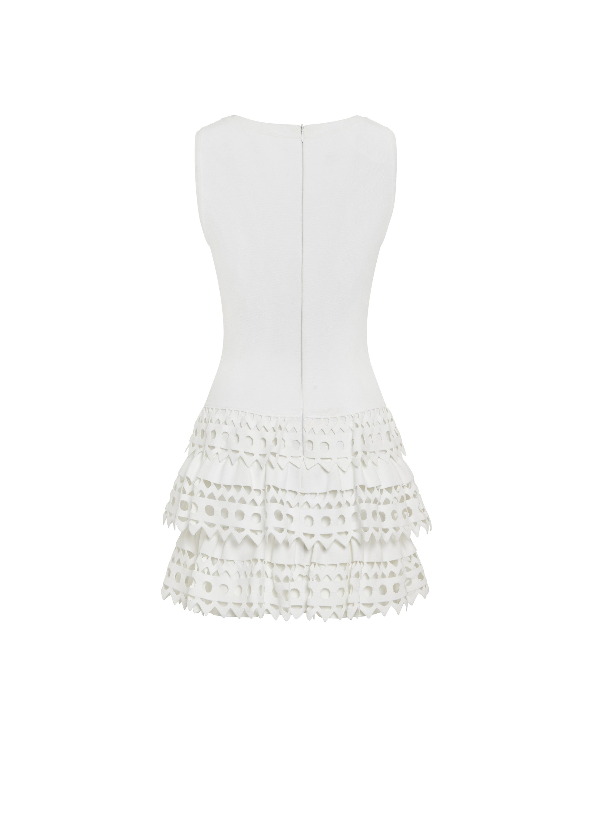 Robe courte multi rangs perforés - Blanc
