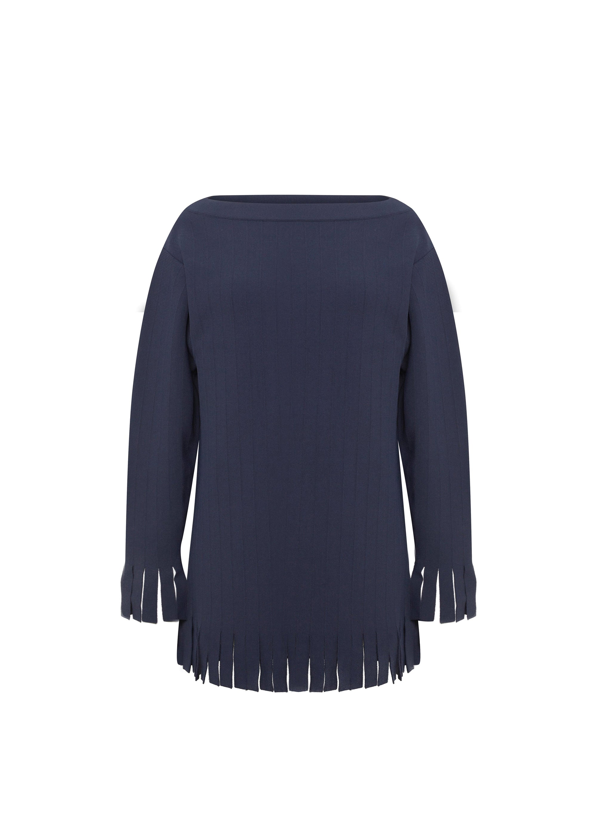 Long sleeve fringed jumper - Navy