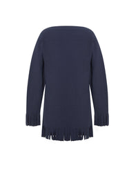 Long sleeve fringed jumper - Navy