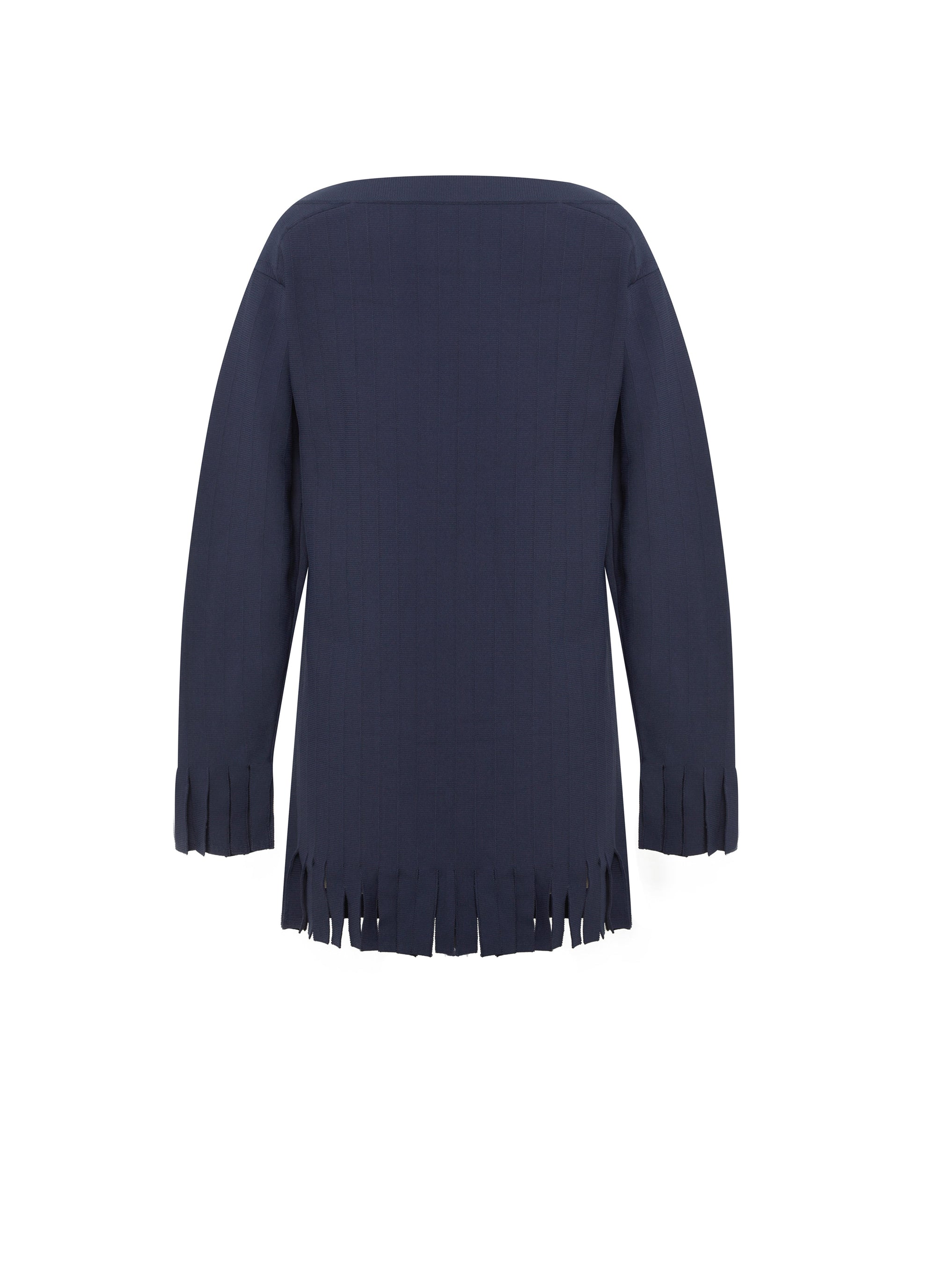 Long sleeve fringed jumper - Navy