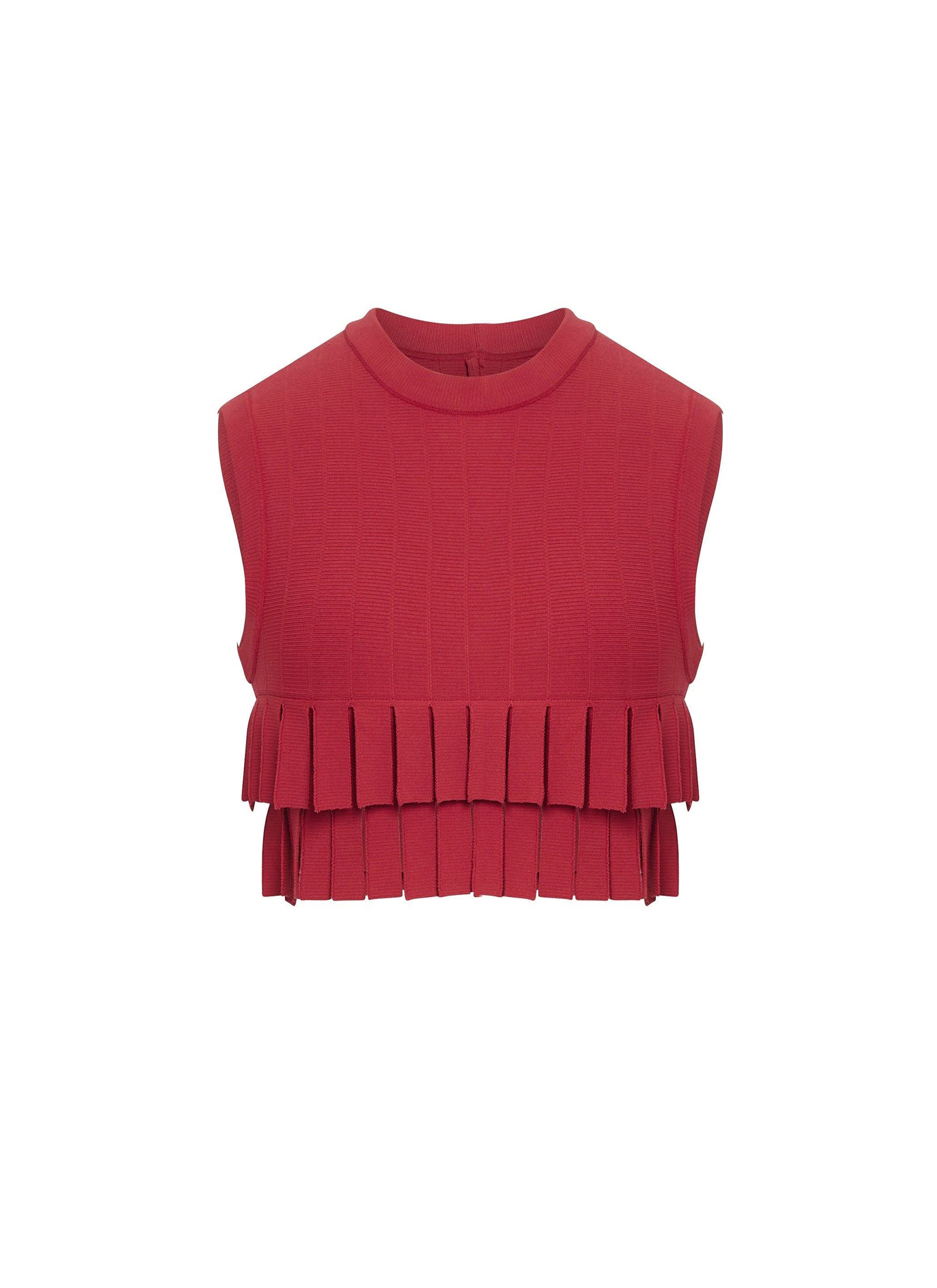 Perse ruffled crop top - Carmine
