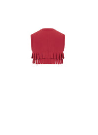 Perse ruffled crop top - Carmine