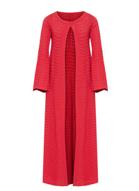 Manteau long à manches évasées - Rouge