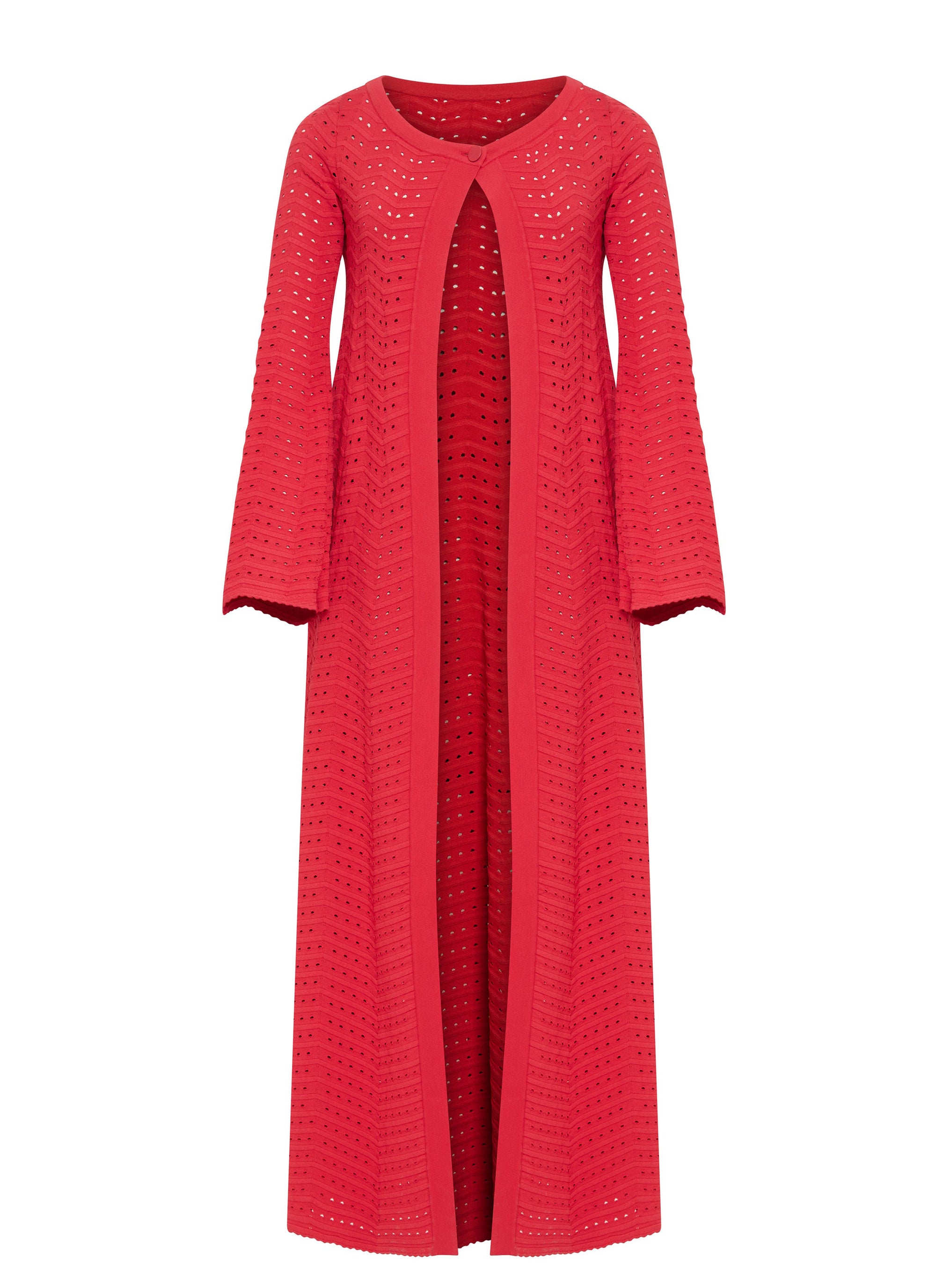 Manteau long à manches évasées - Rouge
