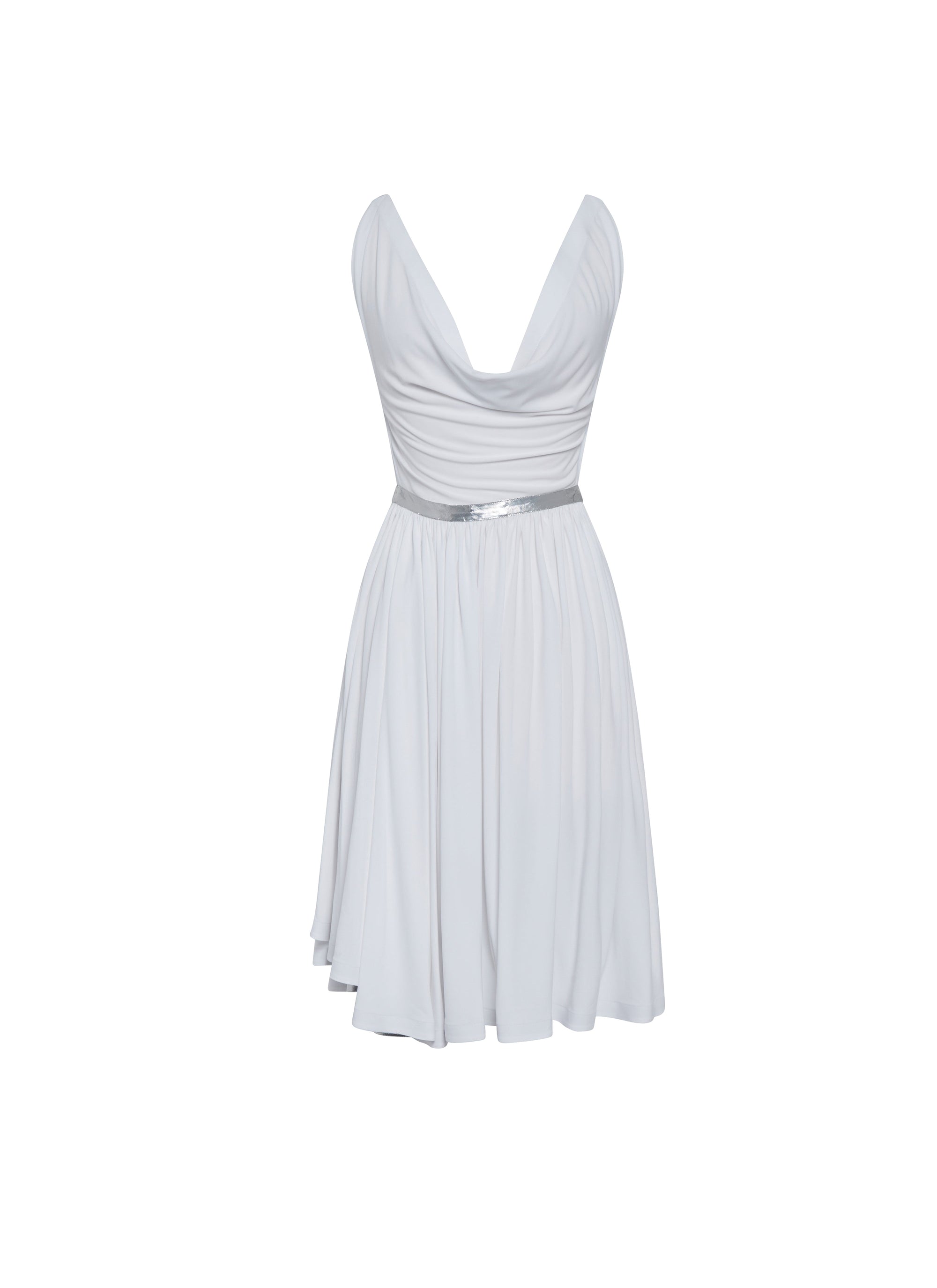 Cowl neck flowing dress - White
