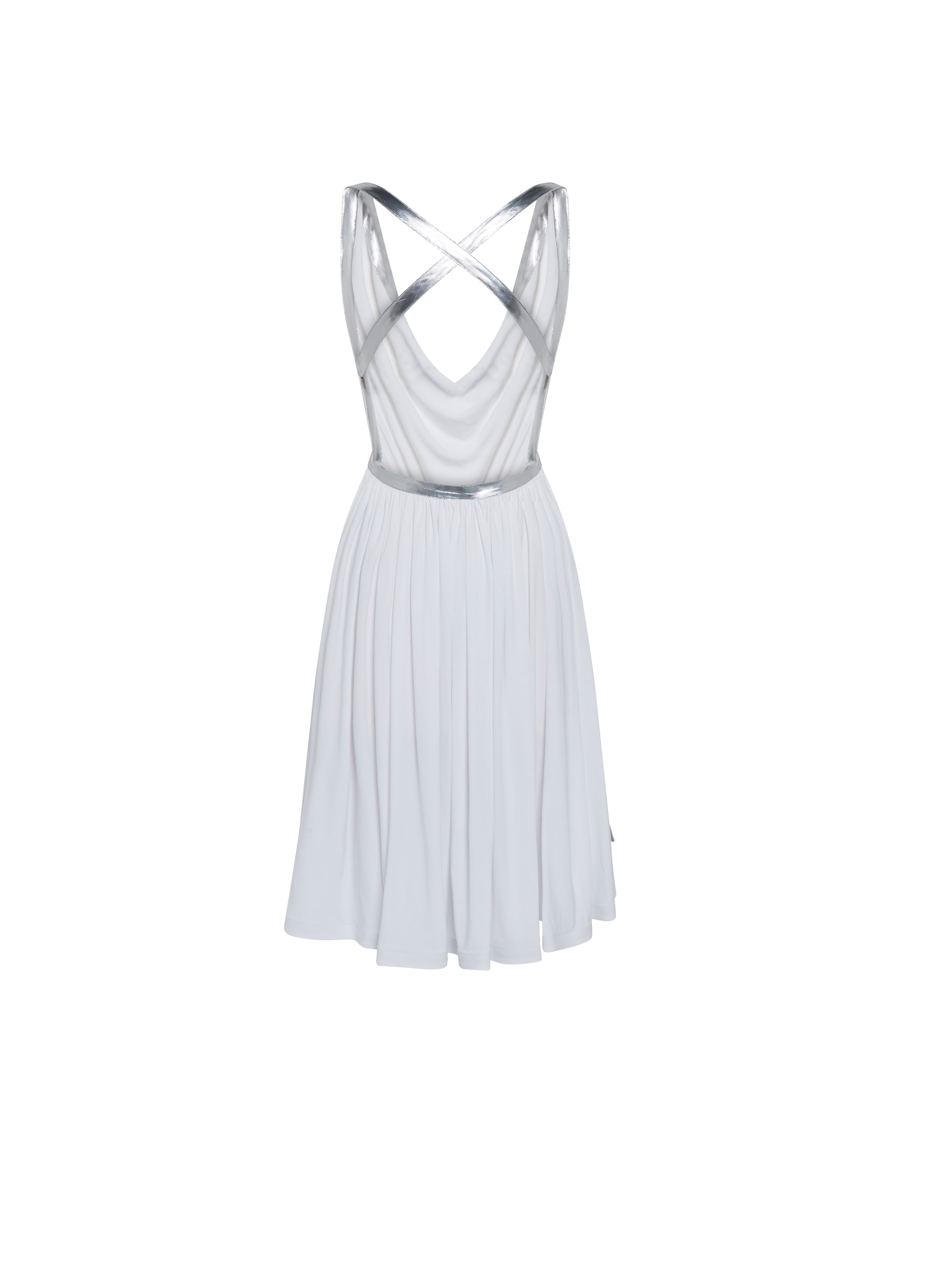Cowl neck flowing dress - White