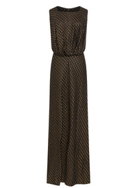 Robe longue cintrée à la taille - Noir & Or