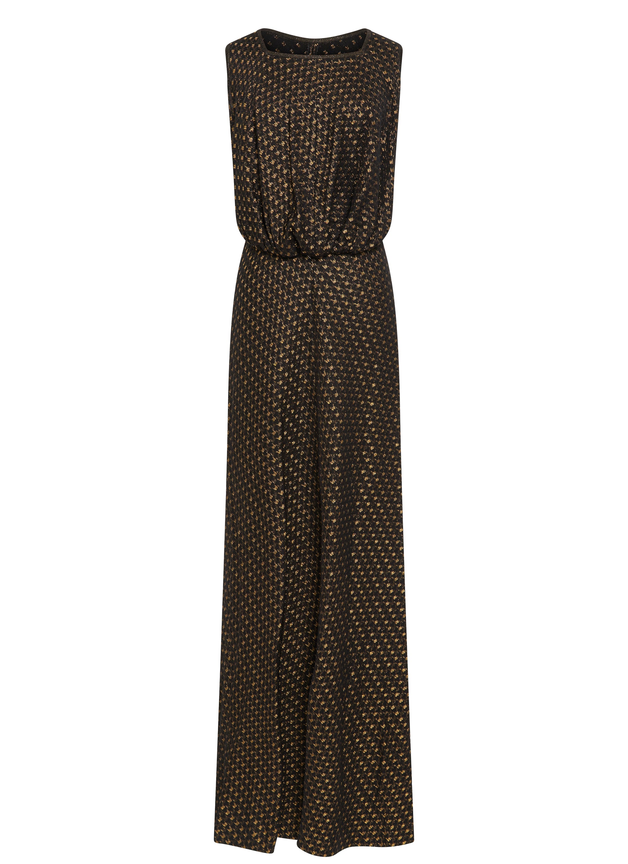 Robe longue cintrée à la taille - Noir & Or