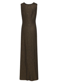 Robe longue cintrée à la taille - Noir & Or