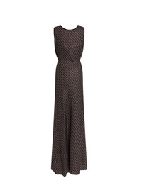 Robe longue cintrée à la taille en soie mélangée - Noir & Argent