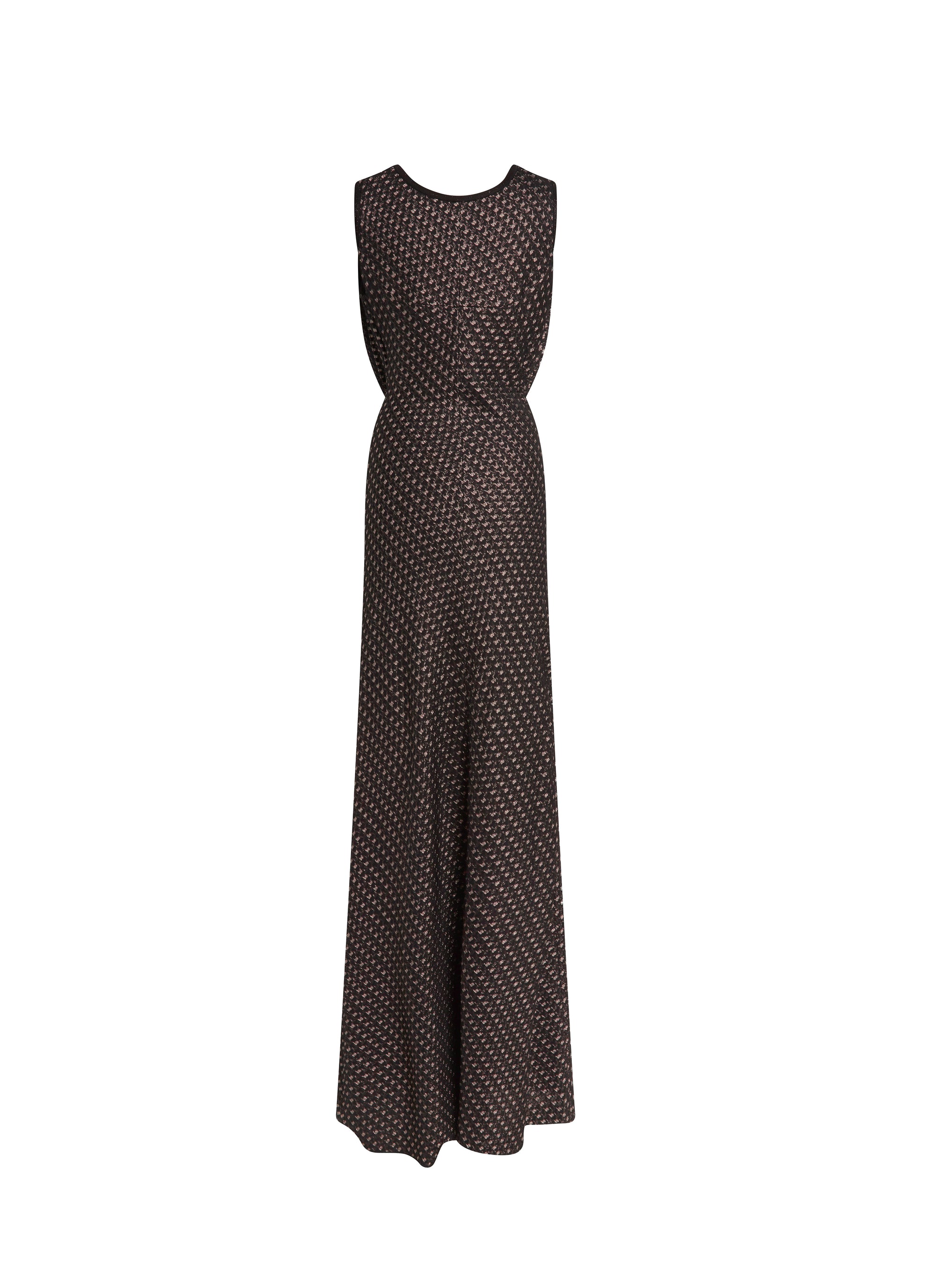 Robe longue cintrée à la taille en soie mélangée - Noir & Argent