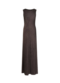 Waisted silk blend maxi dress - Black & Copper