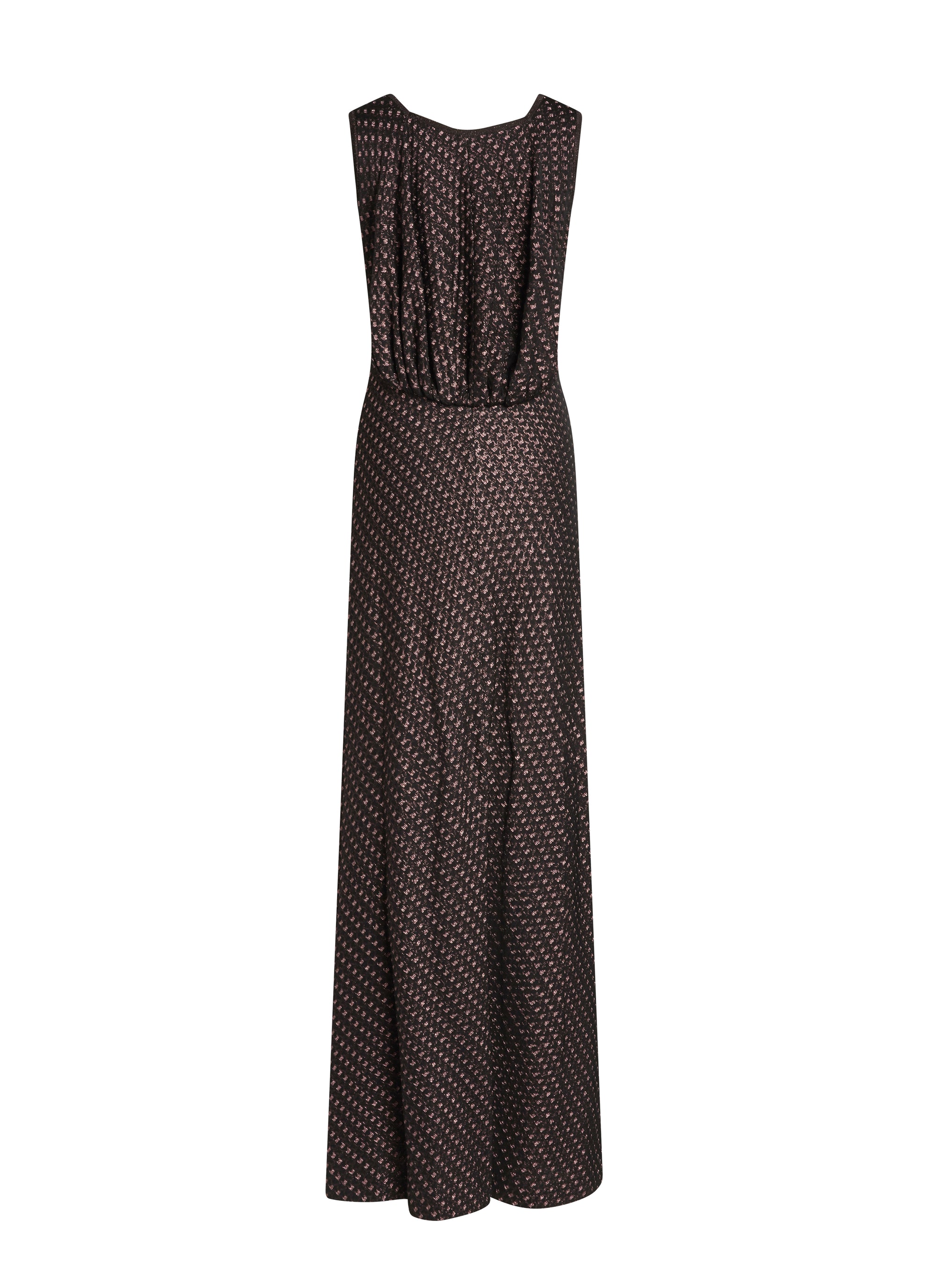 Waisted silk blend maxi dress - Black & Copper