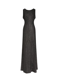 Robe longue à motif métallisé en soie mélangée - Noir & Argent